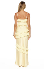Audra Yellow Ruffle Satin Maxi Dress Image