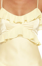 Audra Yellow Ruffle Satin Maxi Dress Image