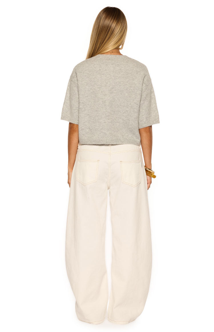 Aurelia Light Grey Short Sleeve Cropped Cardigan Image