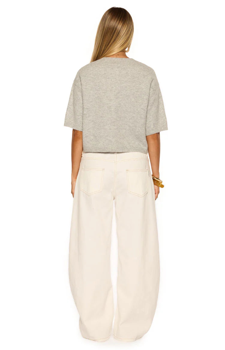 Aurelia Light Grey Short Sleeve Cropped Cardigan