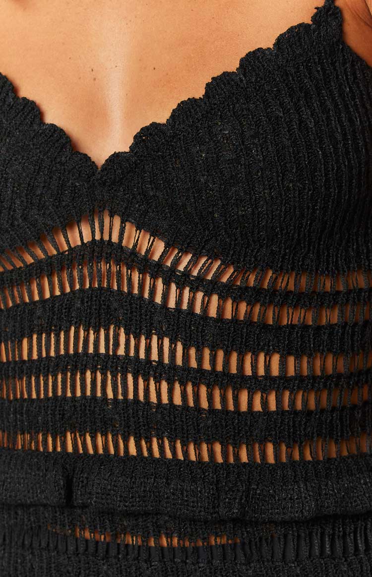 Ausha Black Knit Mini Dress Image