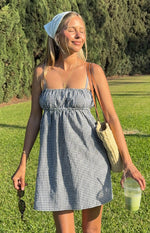 Avara Black Gingham Mini Dress Image