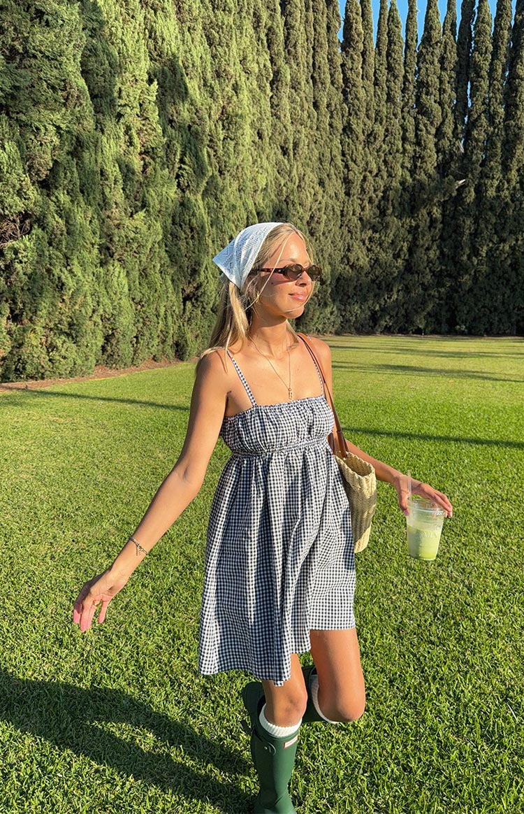 Avara Black Gingham Mini Dress Image