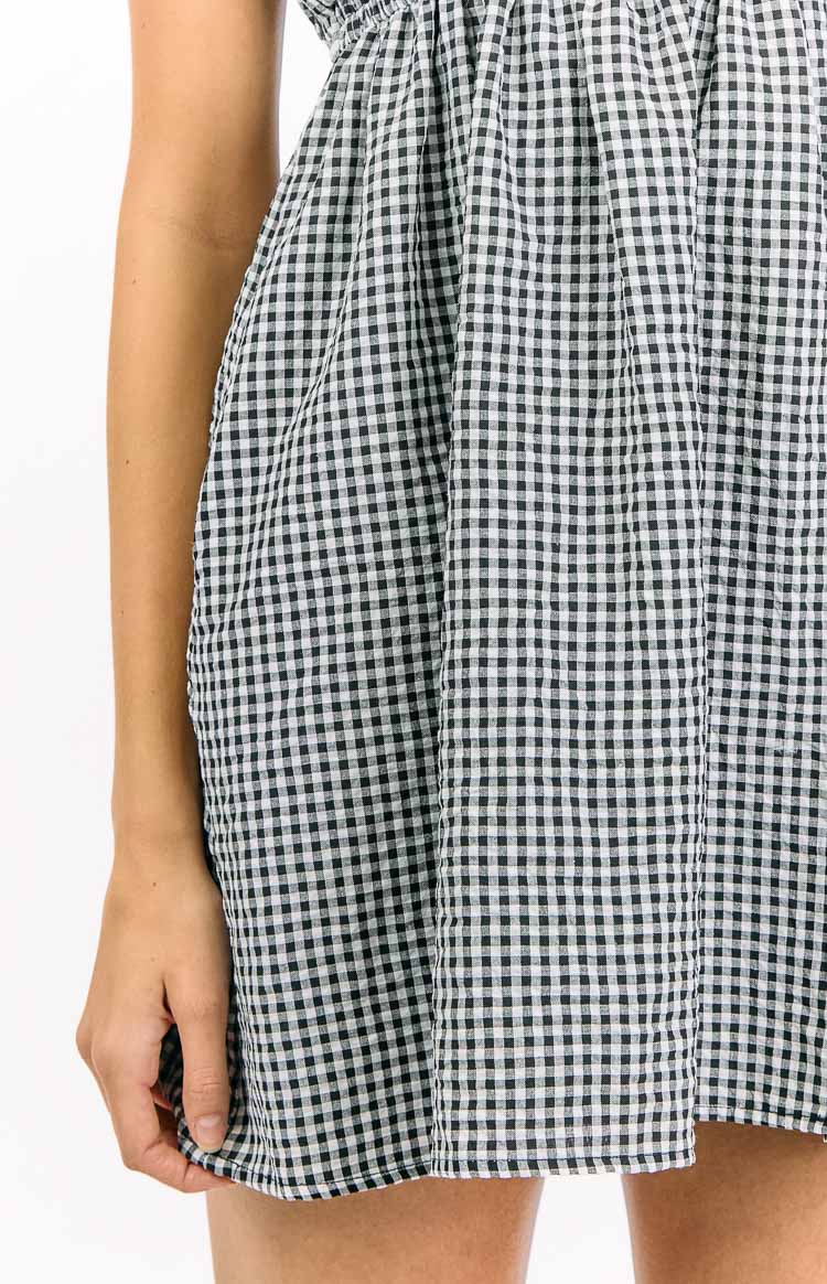Avara Black Gingham Mini Dress Image