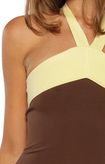 Avenue Brown Contrast Jersey Mini Dress Image