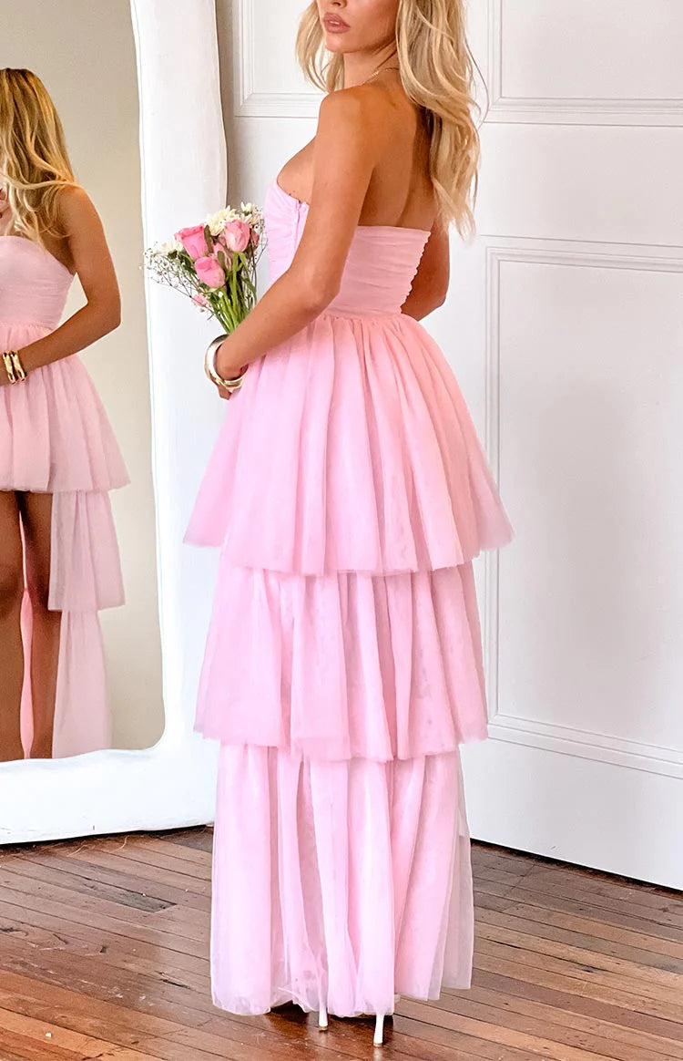 Avery Pink High-Low Maxi Dress - US 8