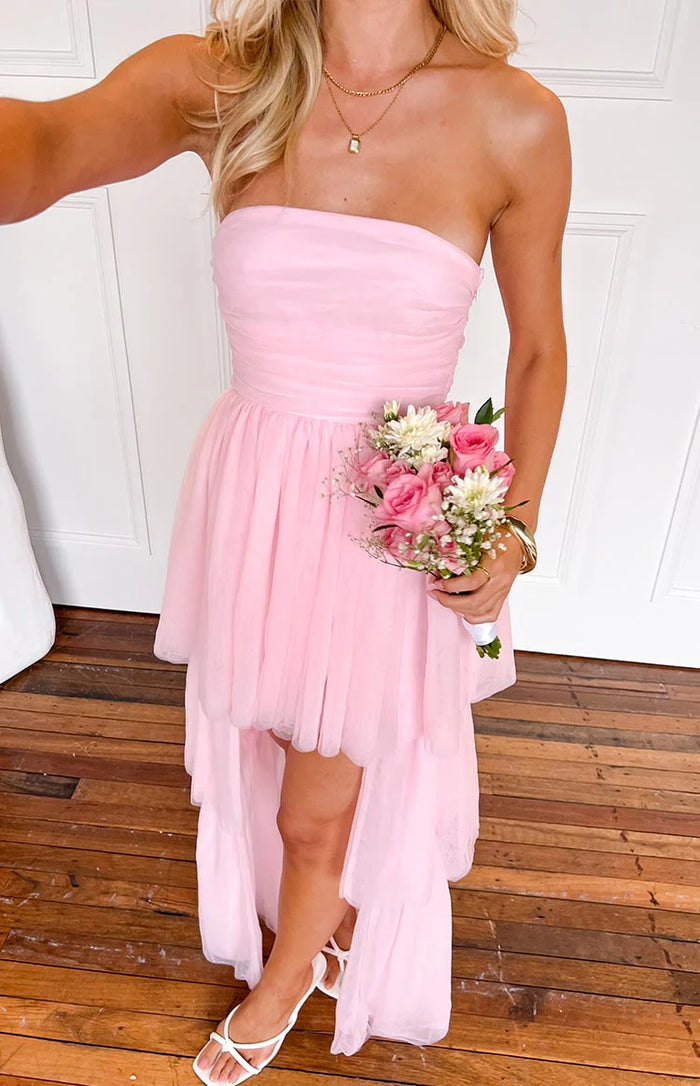 Avery Pink High-Low Maxi Dress - US 8