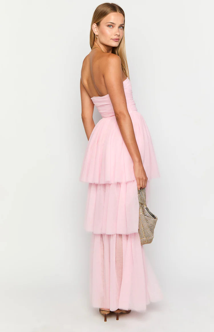 Avery Pink High-Low Maxi Dress - US 0