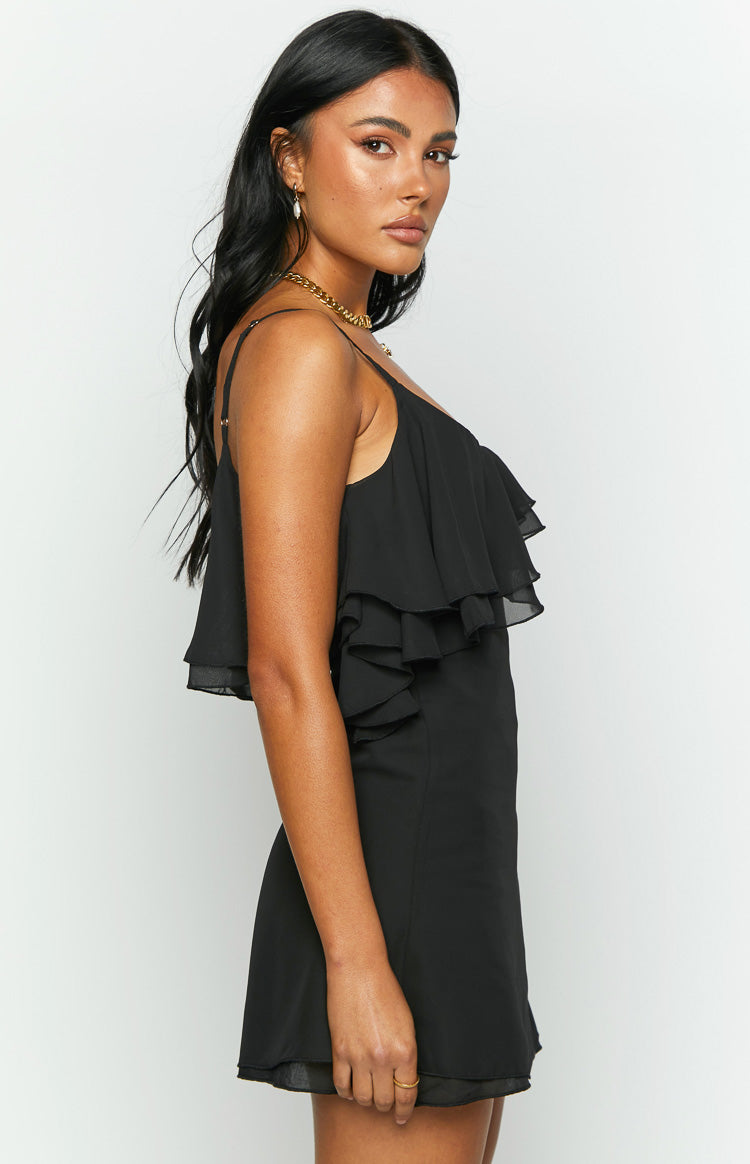 Aviana Black Frill Mini Party Dress – Beginning Boutique US