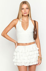 Avril White Ruffle Mini Skort Image