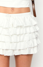 Avril White Ruffle Mini Skort Image