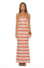 Azari Beige Multi Stripe Maxi Dress