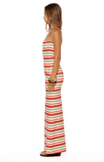 Azari Beige Multi Stripe Maxi Dress