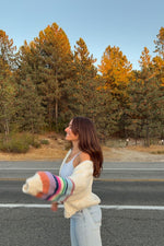 Bad Habits Cream Multi Knit Cardigan