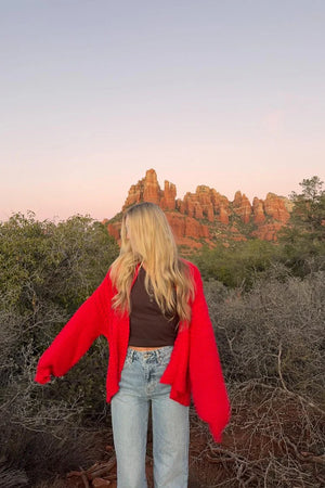 Bad Habits Red Knit Cardigan