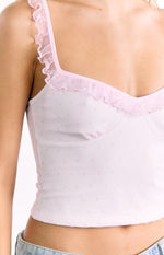 Bambi Pink and White Polka Dot Frill Top Image