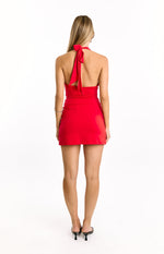 Barber Red Halter Neck Party Mini Dress Image