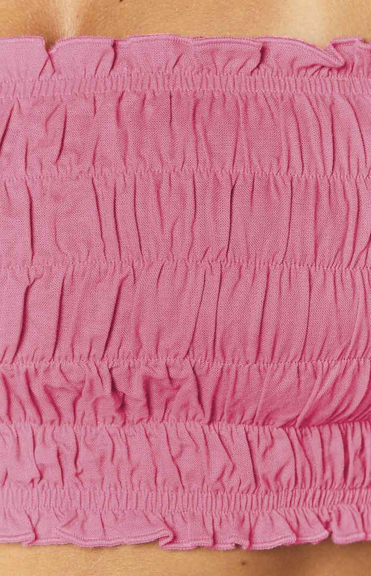 Kyra Pink Linen Blend Crop Top Image