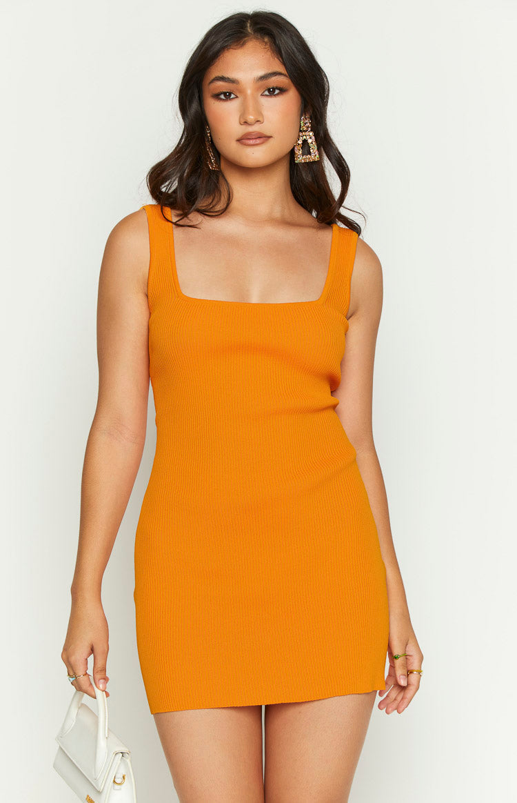 Shani Orange Knit Mini Dress Image