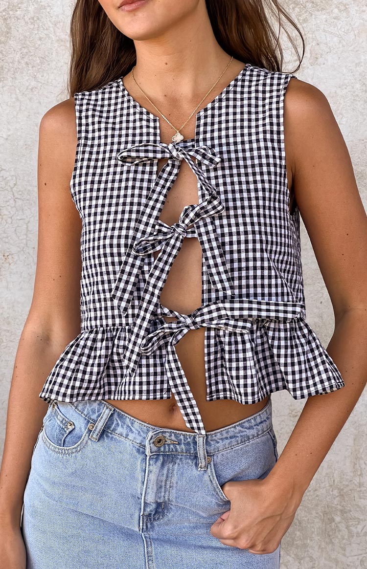 Baxter Black Gingham Top Image