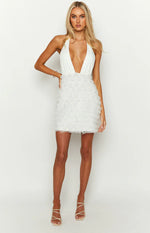 Bday Girl White Halter Mini Dress