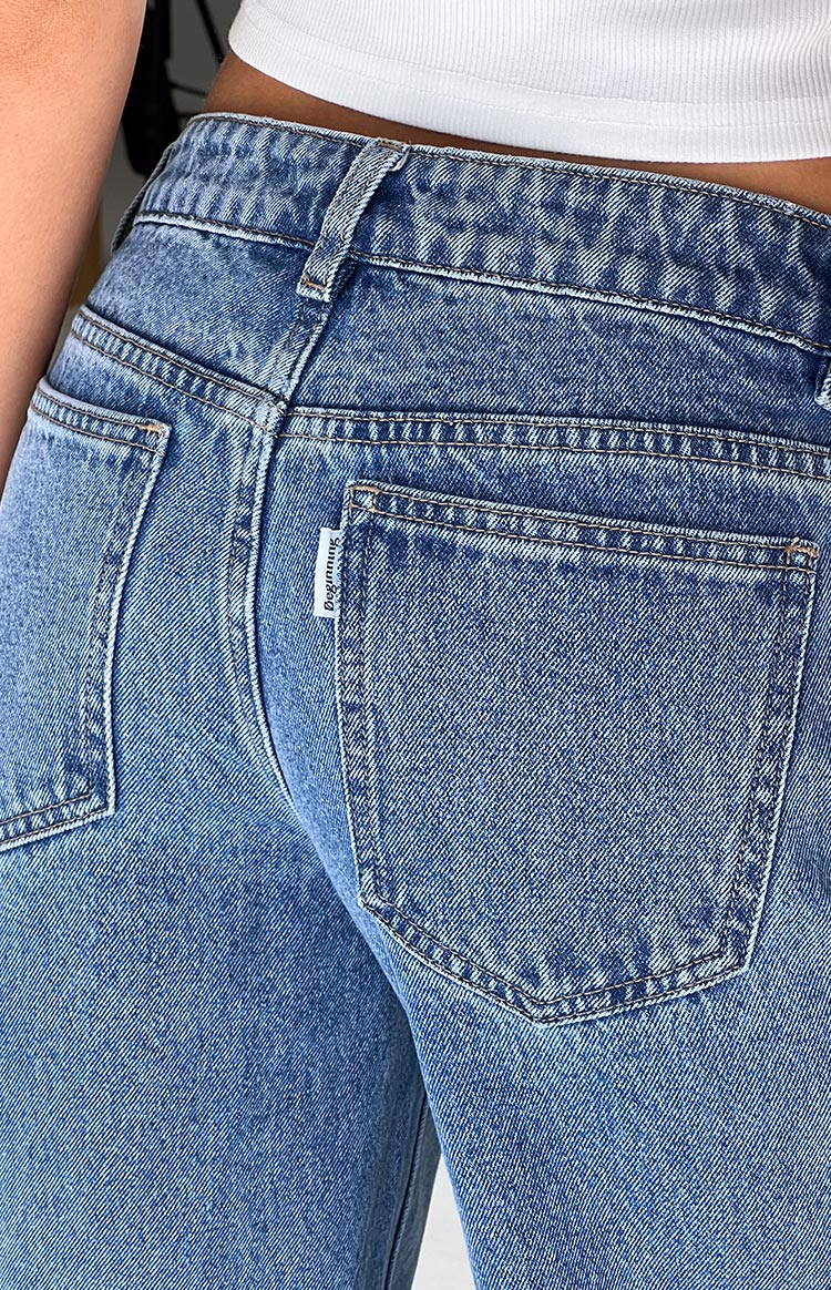 Beau Mid Wash Tie Waist Denim Jeans Image