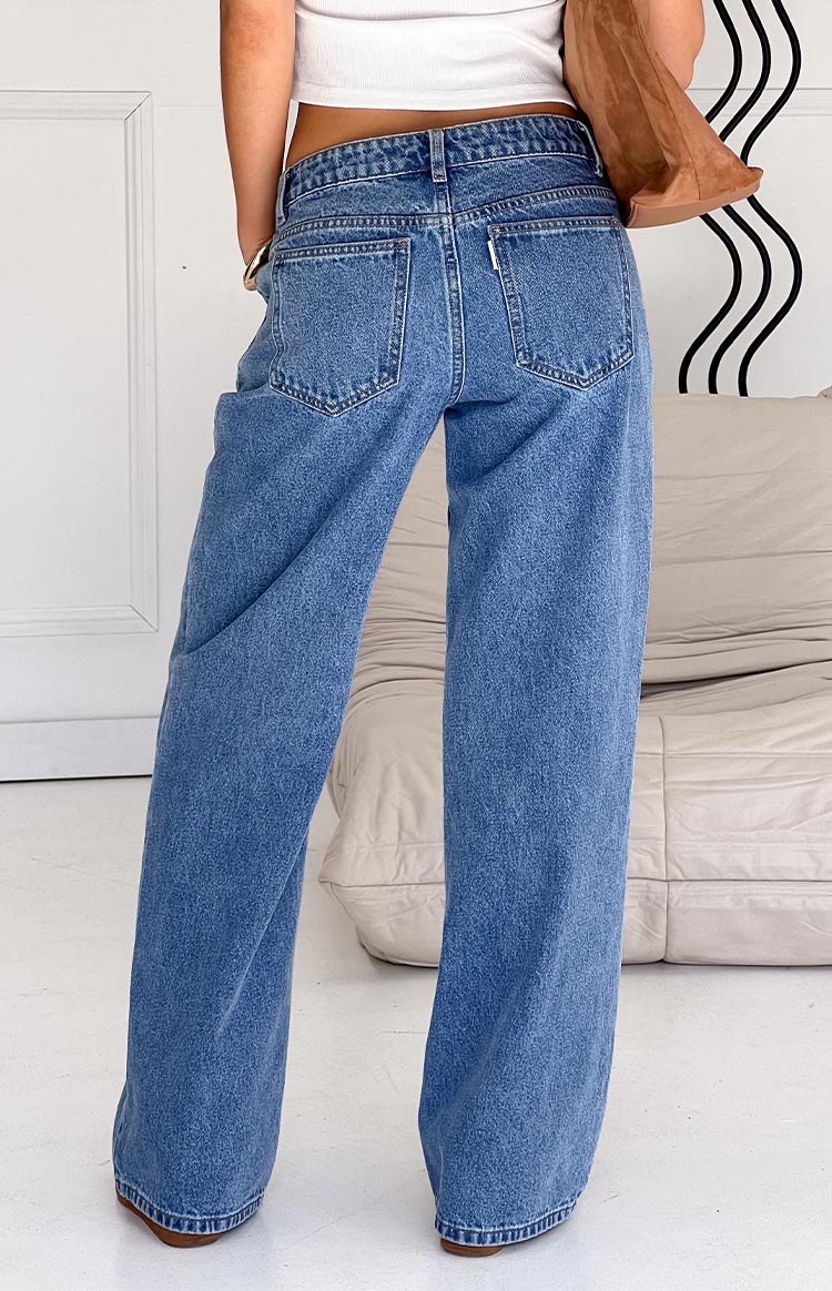 Beau Mid Wash Tie Waist Denim Jeans Image