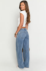 Beau Mid Wash Tie Waist Denim Jeans Image