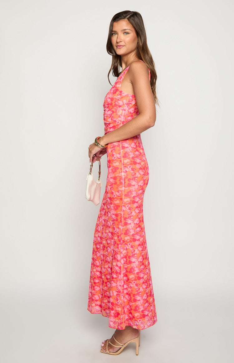 Beck Orange Floral Print Maxi Dress - US 6 | Beginning Boutique Exclusive Beck Orange Floral Print Maxi Dress - US 6 | Beginning Boutique Exclusive