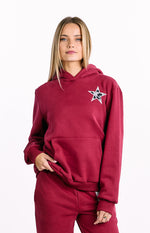 Beginning Burgundy Leopard Star Hoodie Image