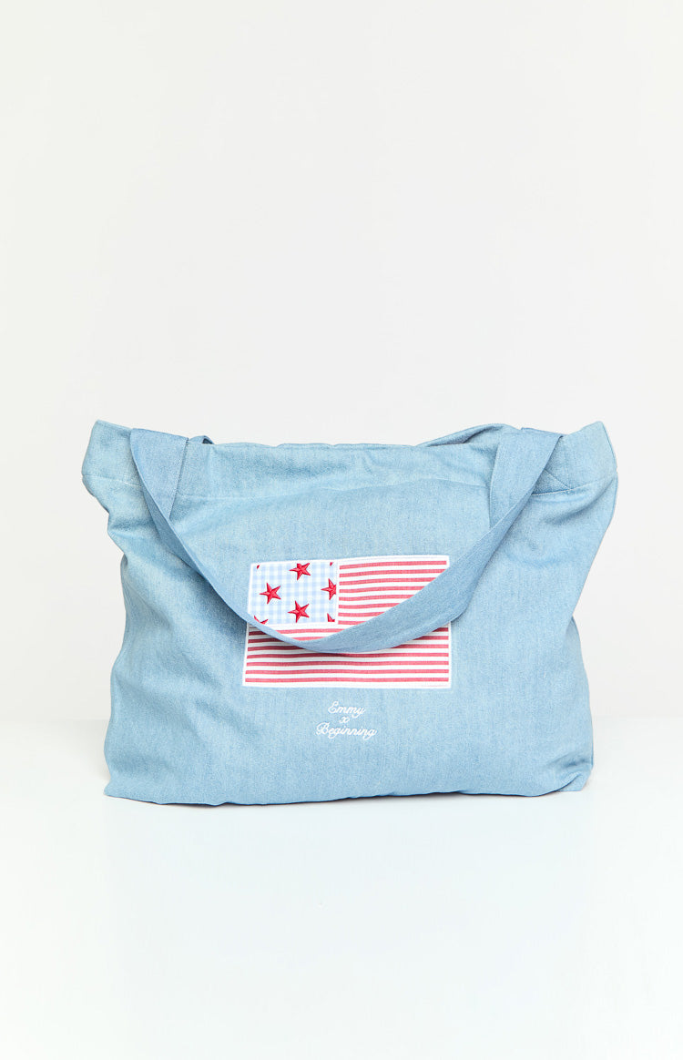 Beginning Washed Denim USA Tote Bag Image