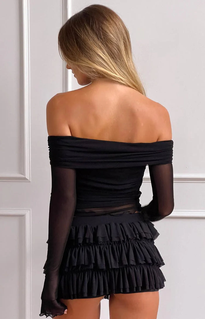 Belle Black Ruffle Shorts - US 8