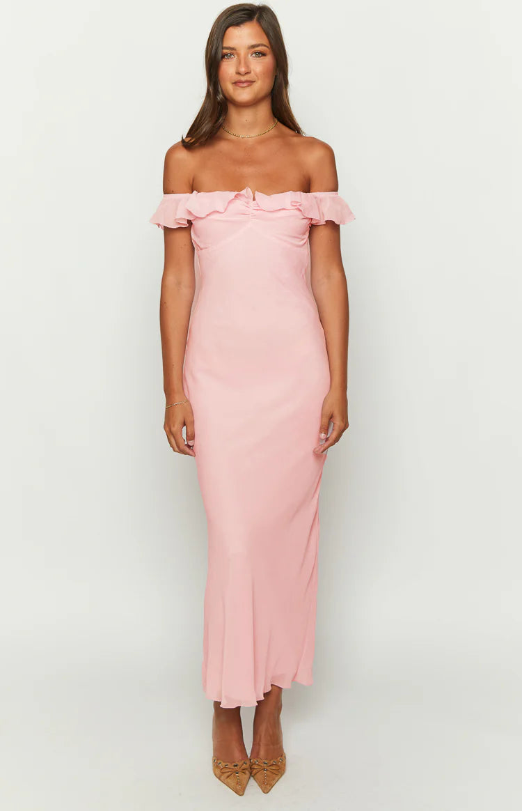 pink chiffon dress midi Bridesmaid dress chiffon dress pink dress midi dress | Etsy