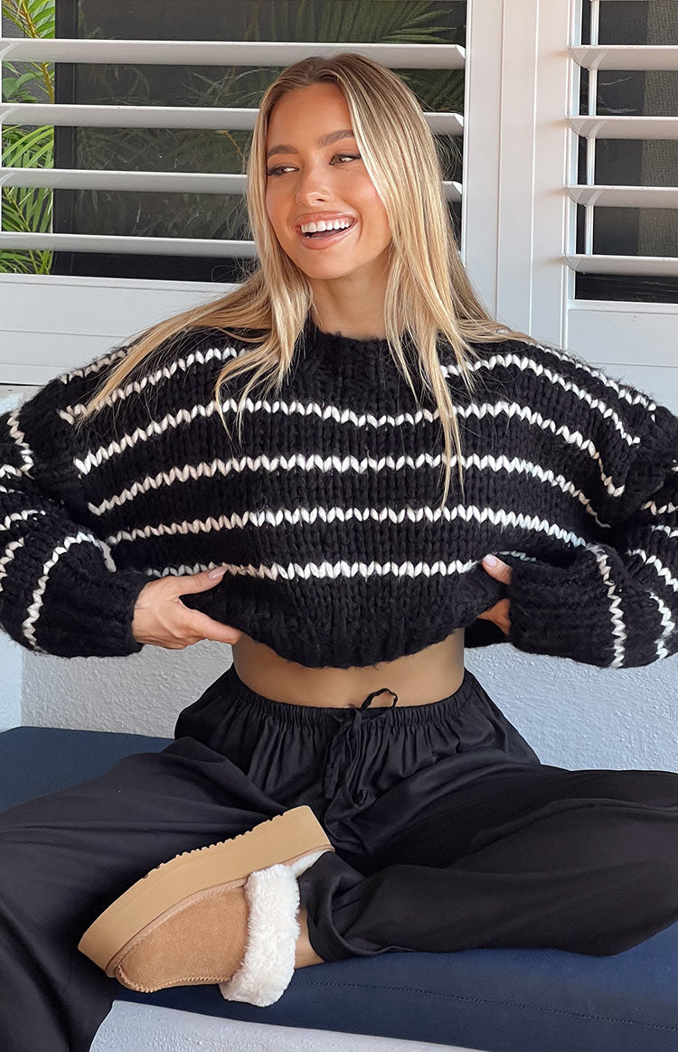 Belmont Black And White Striped Sweater Image