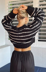 Belmont Black And White Striped Sweater