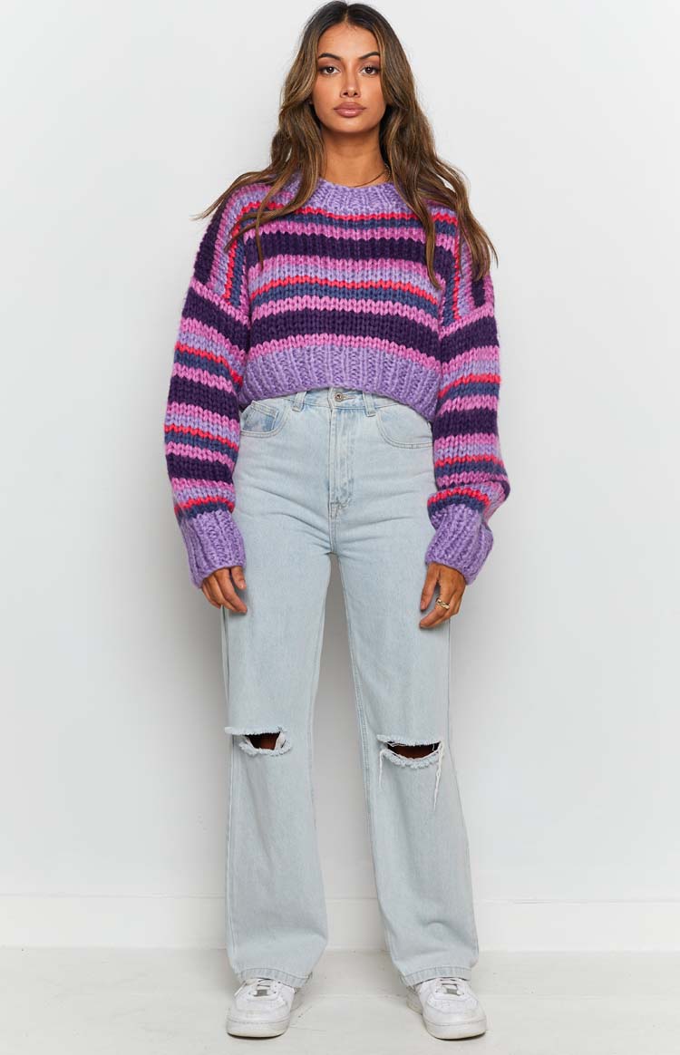 Belmont Stripe Sweater Purple Image