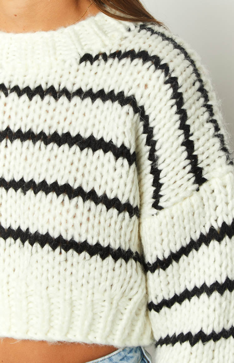 Belmont White Striped Sweater Image