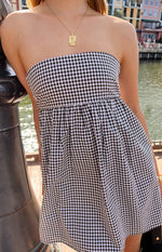 Berrie Black Gingham Strapless Mini Dress Image