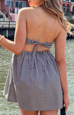 Berrie Black Gingham Strapless Mini Dress Image