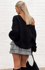 Betsy Black Gingham Ruffle Mini Skirt