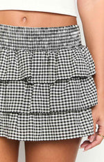 Betsy Black Gingham Ruffle Mini Skirt