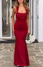 Beverley Wine Crepe Maxi Dress Image