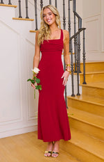 Beverley Wine Crepe Maxi Dress Image