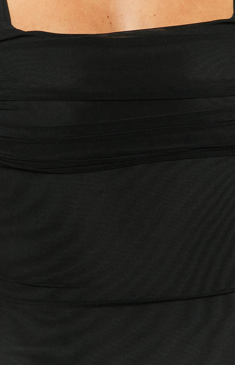 Beverley Black Mesh Maxi Dress Image