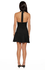Billy Black Cowl Neck Mesh Mini Dress