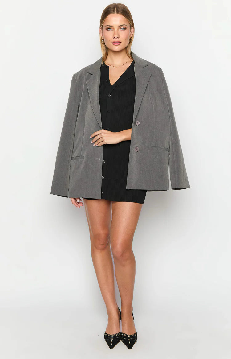 button up dress short Lumi Black Button Up Mini Dress - US 4