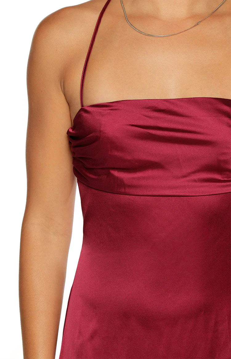 Blaise Burgundy Satin Maxi Dress - 12 Blaise Burgundy Satin Maxi Dress - 12