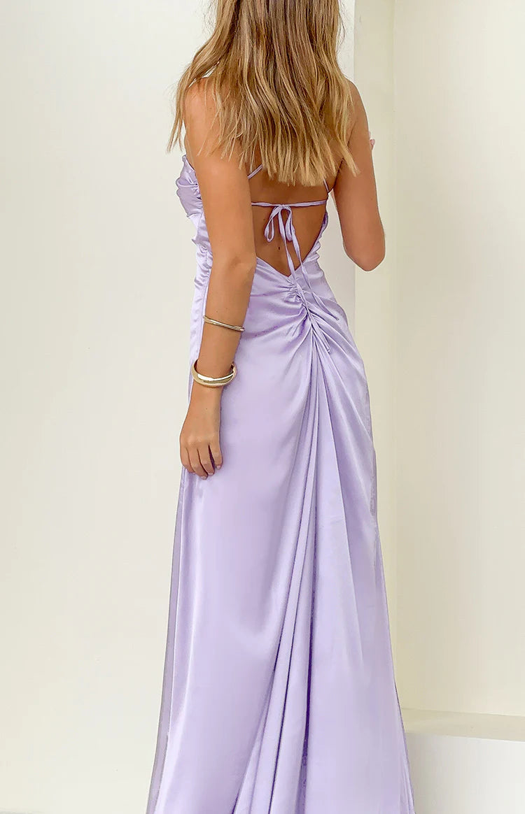 Blaise Lilac Satin Maxi Dress