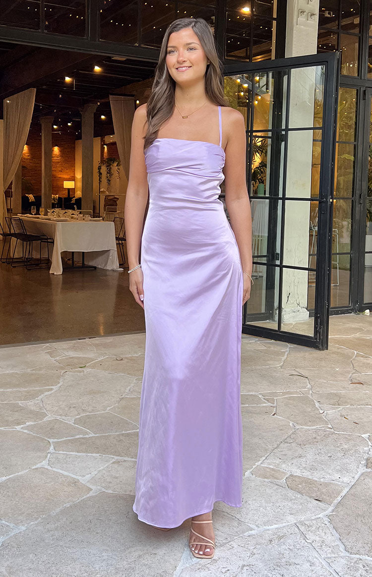 Light Purple Colour Simple Lavender Dress Lavender Satin Lace
