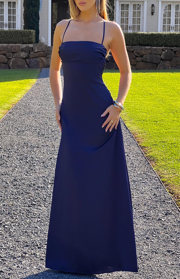 Blaise Navy Satin Prom Dress - US 0 | Beginning Boutique Exclusive Blaise Navy Satin Prom Dress - US 0 | Beginning Boutique Exclusive